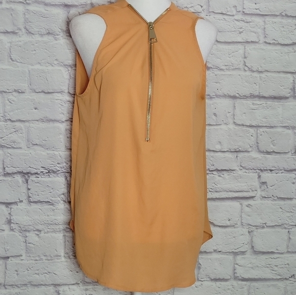 Carmen Marc Valvo Medium Zipper Neck  Tunic Blouse - Picture 2 of 6